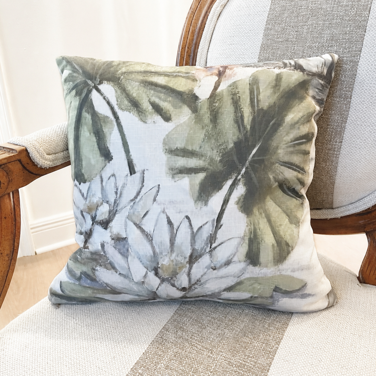 Blue Line Botanical Elephant Ear Decorative Pillow 20x20, 22x22