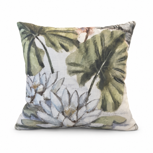 Blue Line Botanical Elephant Ear Decorative Pillow 20x20, 22x22