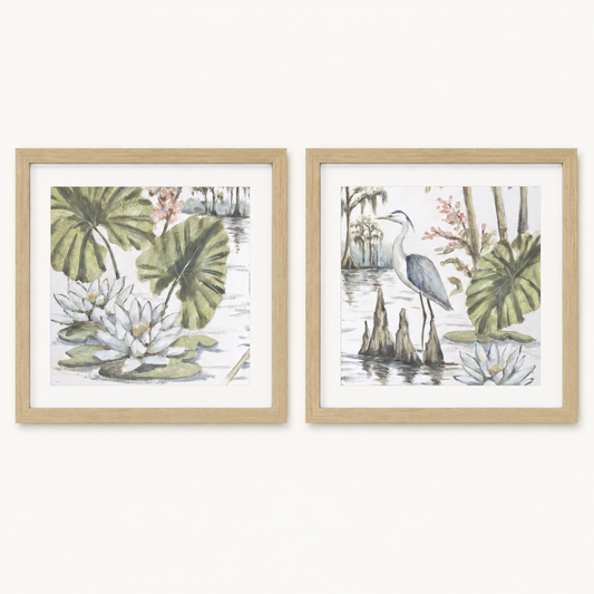 Blue Line Botanical/ Framed Print Gallery Set of 2