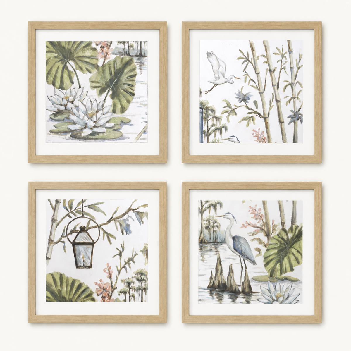 Blue Line Botanical /  Framed  Print Gallery Set of 4