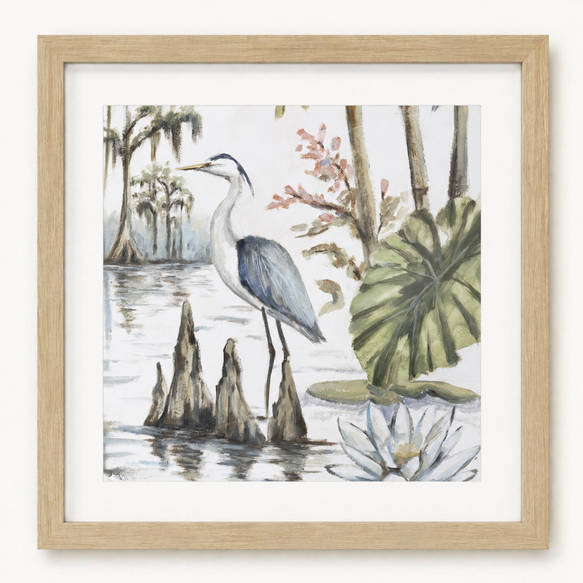 Blue Line Botanical / Heron Framed Print